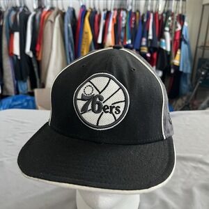 Vintage 90s Philadelphia 76ers New Era Fitted Hat 7 3/8 Sixers NBA 100% Wool